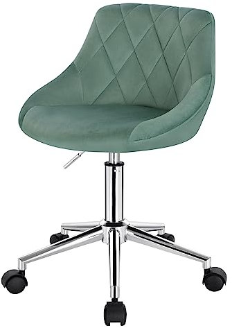 EUGAD 1 X Tabouret de Bureau Tabouret Roulant pivotant et réglable,Chaise de Bureau en Velours à roulettes, Turquoise 0170BGY
