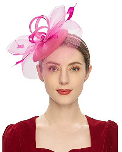 Kielsjajd Fascinator Hüte für Frauen Pillbox Hut mit Schleier Stirnband und Einer Gegabelten Clip Tea Party Kopfbedeckung,Tea Party Fascinator Hut Fascinator Pillbox Hut Stirnband für Cocktail