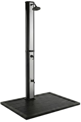 FRANKYSTAR Doccia Solare da Giardino in PVC Completa di pedana. Doccia Solare da Esterno Disponibile da 20, 35 e 40 L Colore Oro, Argento e Bronzo. (35L, Argento)