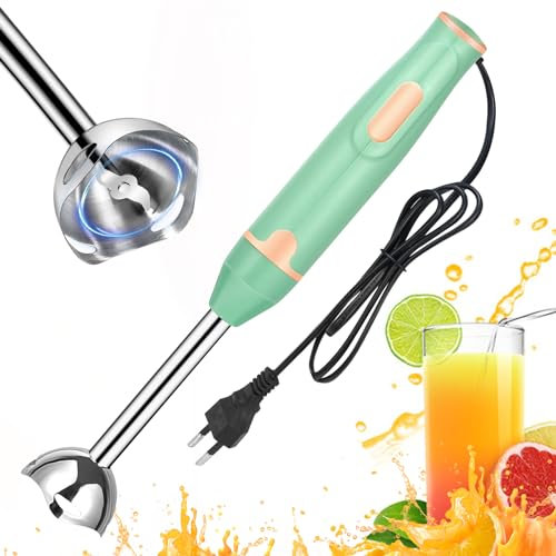 Vegena Batidora De Mano, Batidora Mano, 400w Mixer De Inmersión, Para Batidora De Mano Con Taza Mezcladora Picadora, Batidor Y Espumador De Leche(Verde)
