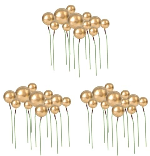 Amosfun 36 STK Topper Zum Dekorieren Von Cupcakes Goldene Blütenstaubblätter Rosenverzierung Kuchendekoration Zahnstocher Cupcake-Topper Essbare Goldkugeln Pappbecher Künstliche