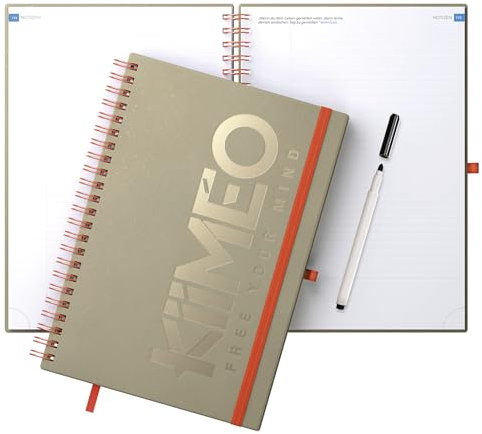 KIIMEO – Premium-Notizbuch – Bonus: Ein Thema zur persönlichen Entwicklung: Eloquenz – Nützliche und praktische Modelle – 140 Seiten + 1 löschbare Seite – A4