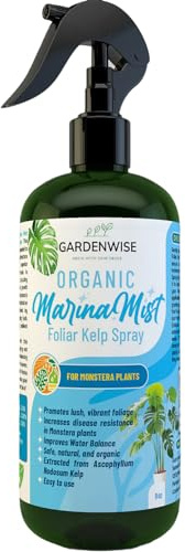 GARDENWISE Organic Marina Mist Foliar Spray for Monstera, Philodendron, Elephant’s Ear and Other Tropical Houseplant | Liquid Fertilizer | Micro Nutrients for Vital Health | Liquid Plant Food (8 OZ)