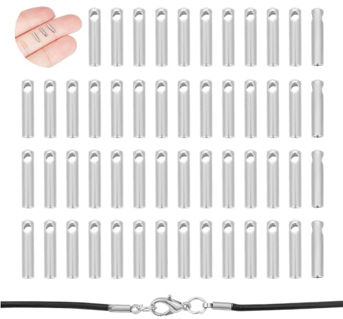 UNICRAFTALE 100Stk Edelstahl Kordelenden Endkappen Armbänder Halsketten | 1mm Innendurchmesser,zylindrisch konisch,für Lederkordeln,Klebeverschlüsse,Quasten Endkappen,Schmuckzubehör