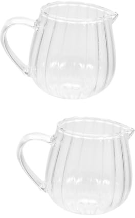 Garneck 2 Stück Stabiler Glaskrug 100 Ml Milchkännchen Mit Glattem Ausgießer Krug Für Kaffeebars Dekorativ Leicht Zu Reinigen