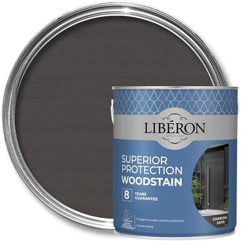 Libéron Superior Protection Woodstain for Exterior Wood, Charcoal, 2.5L | 8-year guarantee, Microporous formula, Water-repellent & UV resistant, For vertical woodwork, Quick-drying