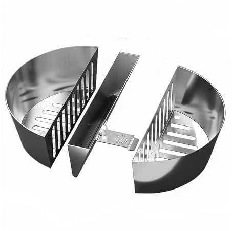 SnS Grills Slow 'N Sear - Cestas de carbón para fuego con bandeja de agua, cesta de parrilla de acero inoxidable resistente de gran capacidad, accesorio para parrilla de hervidor de agua, ideal para