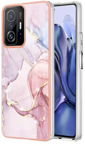 nancencen Hülle Kompatibel mit Xiaomi MI 11T Pro/MI 11T, Soft TPU Ultra Dünne Stoßfest und Anti Fingerabdruck Kameraschutz,Klar Silikon Bumper, Anti Kratzer Schutzhülle, Roségold