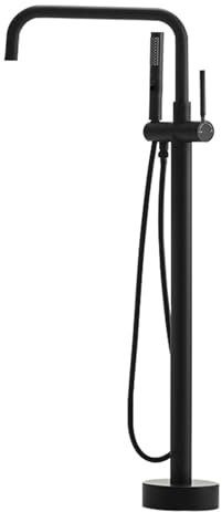 XJTNLB Freistehende Badewanne Armatur Schwarz Duscharmatur Einhebelmischer 360°Drehbar Auslauf Wasserhahn Badewanne mit Handbrause