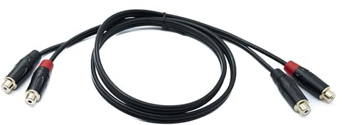 System-S Audio Cinch 2 - Cavo RCA 100 cm, 2 poli, adattatore femmina a femmina, colore: Nero