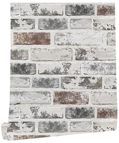myforHD Selbstklebend Tapete Wandpapier Ziegel Selbstklebende Wandaufkleber 44cmX1000cm Vintage Backstein Stein tapeten Wasserdicht für Küche Schlafzimmer Wohnzimmer Wand
