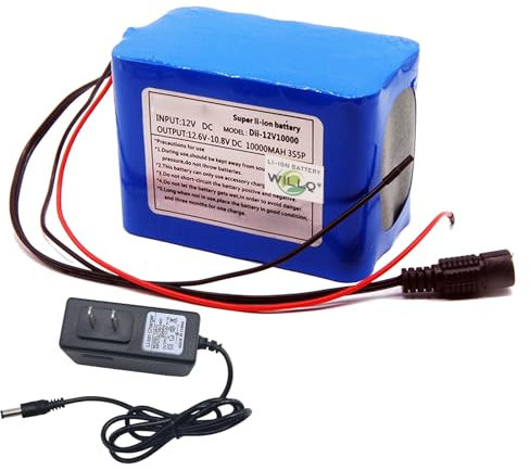 WILLQ 12-Volt-Lithiumbatterie, 12 V, 10 Ah, 20 Ah, 30 Ah, 40 Ah, wiederaufladbarer Lithium-Ionen-Akku für Lautsprecher/Audio/Notbeleuchtung, tragbarer Ersatzakku,with Charger,12V10Ah