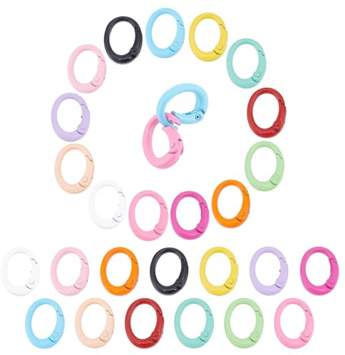 UNICRAFTALE 26 unidades de 13 colores de resorte de metal o anillos ovalados llaveros hebillas anillos de puerta 19,5 mm clip resorte de cierre para la fabricación de joyas, bolsos, monederos,