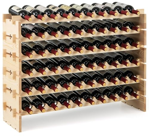 COSTWAY Cantinetta Portabottiglie Vino, Portabottiglie di Vino da 60 Bottiglie a 6 Ripiani, Scaffale Portavino da Terra per Cucina, Cantina e Ristorante (60 Bottiglie)