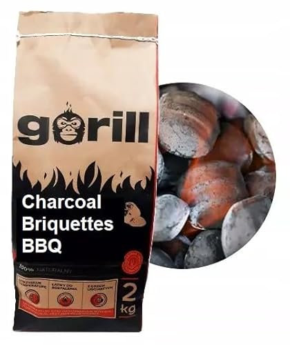 Gorill Charcoal Briquettes for BBQ, 2-10 kg, Premium Quality for Barbecue and Restaurant (2Kg (Pack of 1))