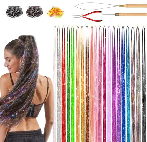 Tinsel Haarverlängerungen Hitzebeständiges Glitzer-Zubehör für Cosplay