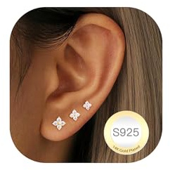 DORANA 3 Paar Ohrringe Silber 925 Für Damen Hypoallergen Ohrstecker Silber Klein 925 Damen Ohrringe Silver Huggie Sets Für Frauen Mehrere Piercings