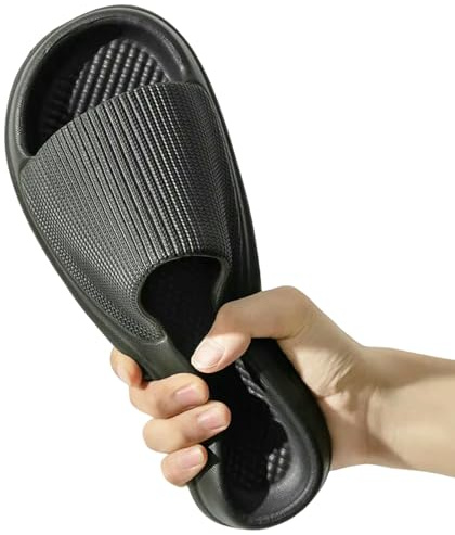 ZBJZUIMEI Schlappen Herren Große Größe 47 48 Männer Pantoffeln Licht Eva Weiche Sohle Casual Reiseschuhe Zuhause Badezimmer Anti-rutsch Flip-Flops Sommer Strandsandalen-schwarz-47-48