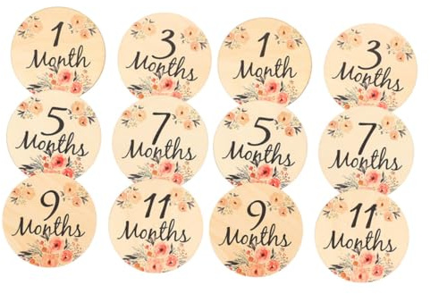 Dekorative Runde Monatskarte, 12 Stück, Doppelseitig für Babyfotos | Shower und Fotozubehör, Zarte Gestaltung, Hübsch Dekorativ, als Monatsmarker für Erinnerung