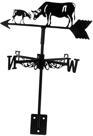 Toyvian 1 Satz Wetterfahne mit Kuh Design Retro Metall Windanzeiger für Garten und Dach und Funktional Windrichtungsanzeigendes Ornament für Außenbereiche
