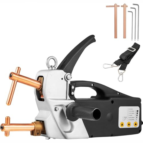 Soldador Por Puntos PortáTil eléctrico de mano con punta de soldadura, monofásico de 2,0 + 2,0 mm, máquina de soldadura de doble cara con brazos de electrodos reemplazables.