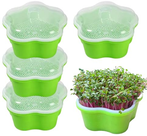 Seed Sprouting Trays with Lid, 5 Pcs Seed Sprouter Tray 18 x 12 cm | Healthy Hydroponic Propagator Seedling Starter Growing Trays for Germination and Growth in Greenhouse