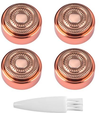 Uoww 4Pack Hair Remover Replacement Heads for Finishing Touch Flawless Gen2 | Facial Hair Removal Tool, Rose Gold Double-Ring Replacement Heads with Cleaning Brush for Women Lip Chin and Cheeks Cleaning