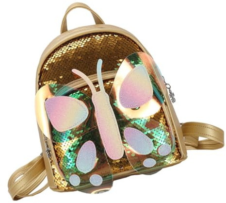 KOMBIUDA Mochila Infantil Mini Brillante con Lentejuelas Doradas para Niñas Mochila Escolar Ligera y Resistente para Viajes y Salidas Diarias