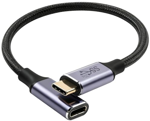AXFEE USB C förlängningskabel 0,25 m, USB 3.2 förlängning, typ C-kontakt till uttag förlängningskabel, stöder 20 Gbit/s dataöverföring 4K@60 Hz, med 15 Pro Max, MacBook, Galaxy, Huawei