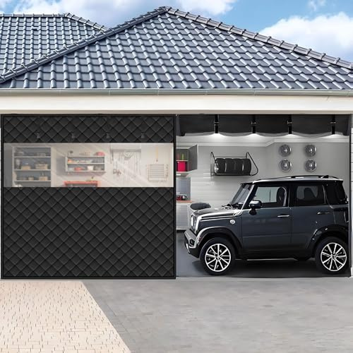 Garageportsnät för vintern, garageportsisoleringskit synliga fönster, magnetisk värmeisolerad garageportsnät 183x198cm 213x244cm 305x305cm vindtät, ljudisolerad(Black,W183xH305cm)