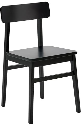 Beliani Esszimmerstuhl 2er Set Gummibaumholz schwarz Holzstuhl ohne Armlehnen Gorre