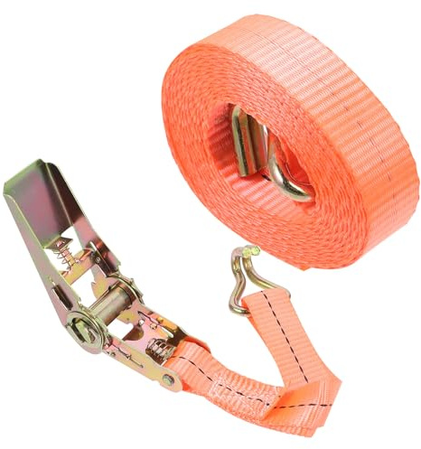 VALICLUD Heavy Duty Truck Ratchet Tie down Strap 2.5cm X Polyester Cargo Binding Belt with Dual Hooks for Secure Load Fixing and Luggage Transport