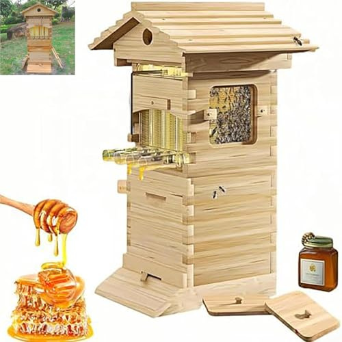Bienenstock-Starter-Set – Komplettes Imkereizubehör for Anfänger mit einfach aufzubauendem Bienenstock, Flow Hive-Technologie, vereinfacht die Honiggewinnung for Hinterhof-Imker