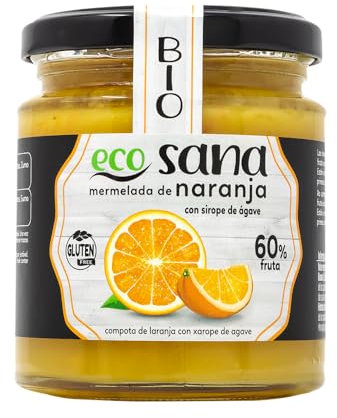 Drasanvi ECOSANA MERMELADA DE NARANJA CON SIROPE DE AGAVE CERTIFICADO BIO by - 60% FRUTA - VEGANO - SIN GLUTEN - 260g