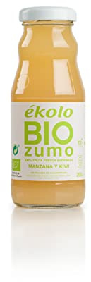Ekolo Zumo de Manzana Kiwi Ecológico, 100% Exprimido, 12 Botellas x 200 ml, 2400 ml