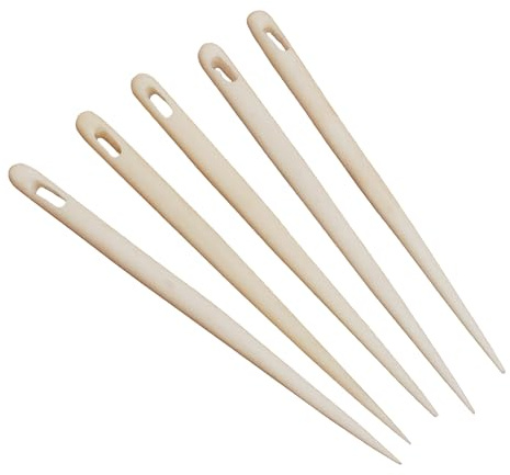 Lord of Battles Medieval Needle Viking Embroidery Needle Handmade Knitting Needles Binding Tool, Multipurpose Weaving/Knitting/Stitching Needles for Craft Work (Set of 5, Bone Needles - 3.5)
