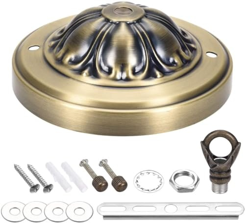 XYWHPGV Deckenbaldachin-Kit Pendelleuchte Plattensockel mit Schleife Lampenbefestigungen 5-1/8 Zoll 130mm Antik Messing