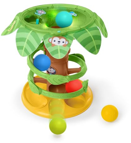 Bright Starts Tropical Twirl 2-i-1 bolltorn med ljus och musik, 5 bollar ingår, unisex, 6 månader