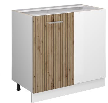 Vicco Eckunterschrank R-Line, Küchen Eckschrank, Artisan-Eiche/Weiß, 86 cm, AP Eiche