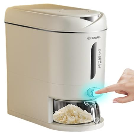 Contenedor dispensador de arroz de 10 L, contenedor dispensador de arroz, contenedores de harina de cereales con taza medidora, cubo de arroz sellado a prueba de humedad, sin BPA, para cocina,