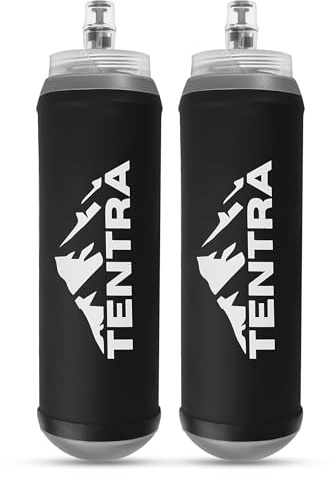 TENTRA 2 x weiche Fläschchen, 500 ml, zum Laufen, Wandern, Radfahren, faltbar, auslaufsicher, leicht