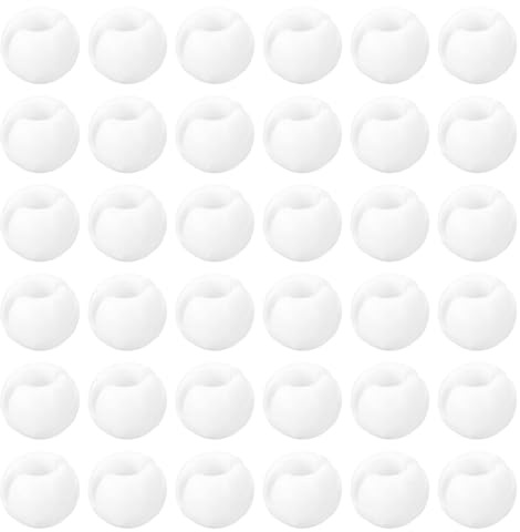 sourcing map 36Pcs Beaded Chain Stop, Fit 4mm Curtain Bead Chain Crimp Stops Chain Ball Stoppers for Roller Shades Blinds Bead Accessories, White