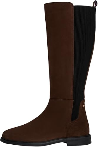 Tommy Hilfiger Botines Mujer Flag Long de ante, Marrón (Legacy Brown), 38