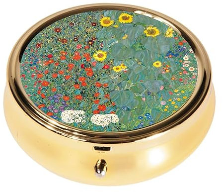 Fridolin 19924 Pillendose Gustav Klimt - Bauerngarten, Metall, 6 x 2,1 cm