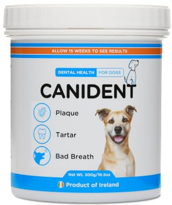 Canident Organic Irish Seaweed Dog Dental Powder, Natural Plaque and Tartar Control, Fresh Breath Formula, No Brushing Required, 3 Seaweed Blend, 300g Tub