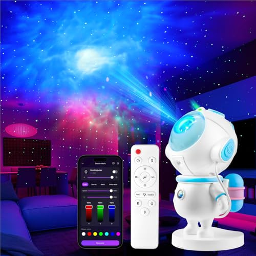 Kangtaixin Astronauta Proiettore Cielo Stellato per Bambini, Luce Notturna a LED con Telecomando, Controllo App, Decorazione per La Cameretta dei Bambini, Natale Adolescente Regalo di Compleanno (Blu)