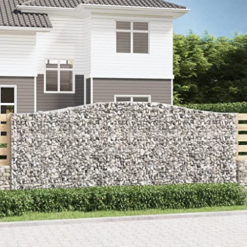 YUTAASU Cesto Gabbione in Ferro Zincato Argento 400x50x160/180 cm Barriera Fonoassorbente da Giardino Struttura Stabile con Ganci Rinforzati per Muri di Contenimento