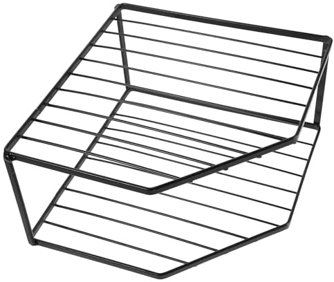 TOYANDONA Estante Organizador de Esquina para Cocina Negro Doble Capa Reforzada Altura Estándar 12 CM Rejillas para Ollas y Sartenes Estante para Gabinete y Encimera Organizador