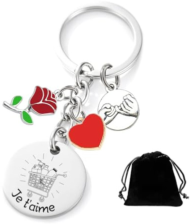 XWXWXW Cadeau Saint Valentin Jeton pour Caddie de Courses Puce Universelle Extracteur de Caddie en Acier Inoxydable, Porte-clés pour Chariot de Courses (Jeton Universel Adapté aux Caddies Supermarché)
