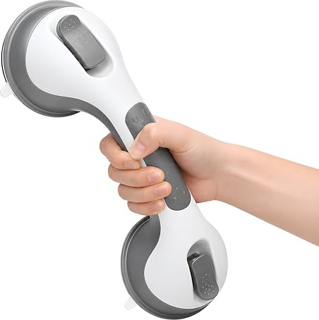 Maniglione Bagno Disabili Antiscivolo, Maniglia Per Vasca Da Bagno Doccia per Anziani, Maniglia da Bagno con Ventosa Grigio, Adatto per Gravidanza Bambini, Nessuna foratura (30CM)